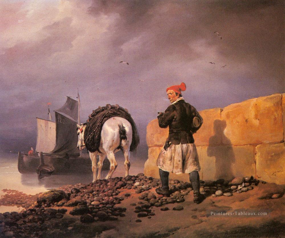 Un pêcheur en train de sortir Horace Vernet Peintures à l'huile
